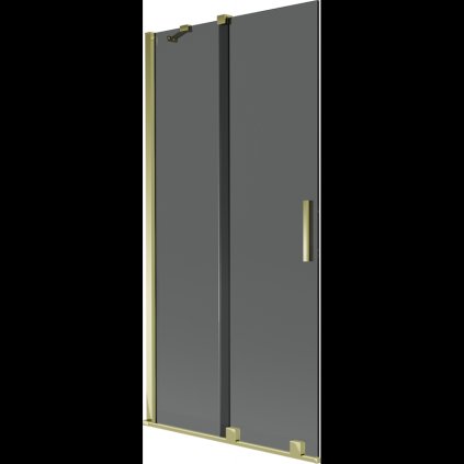 Mexen Velar, 2 szárnyas eltolható kádparaván 95 x 150 cm, 8mm szürke üveg, arany fényes, 896-095-000-41-50