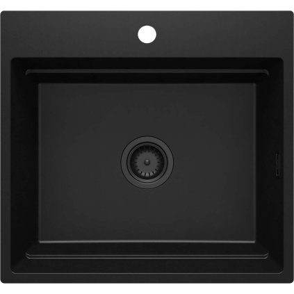 Deante Magnetic, 1 kamrás gránit mosogató 560x520x220mm, fekete matt, DEA-ZRM_N10A