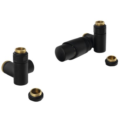 Bruckner, WICHER ECK COMBI csatlakozókészlet termosztatikus sarok, fekete szőnyeg, 600.321.6