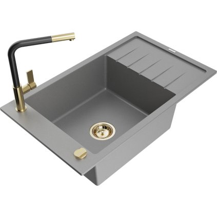 513088 6 mexen elias 1 komorovy granitovy drez 795x480x200 mm a drezova bateria flora seda 6511 71 670401 57 g