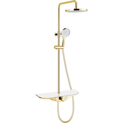 Mexen Exxo, zuhanygarnitúra kézi és esőfejjel, arany-fehér, 78113-25