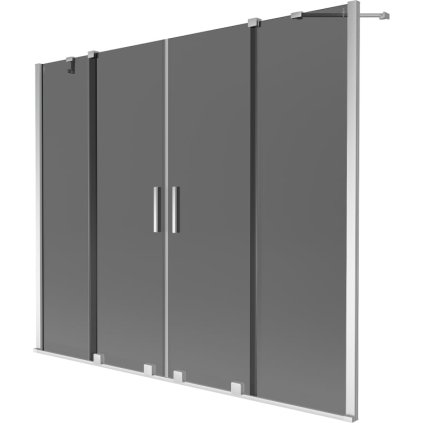 Mexen Velar Duo, 2 szárnyas eltolható kádparaván 190 x 150 cm, 8mm szürke üveg, króm profil, 896-190-000-42-01