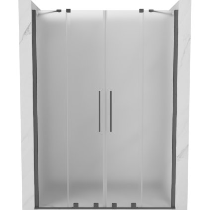 Mexen Velar Duo, tolózuhanyajtó 150 cm-es nyitáshoz, 8 mm-es mattüveg, polírozott grafit, 871-150-000-32-95