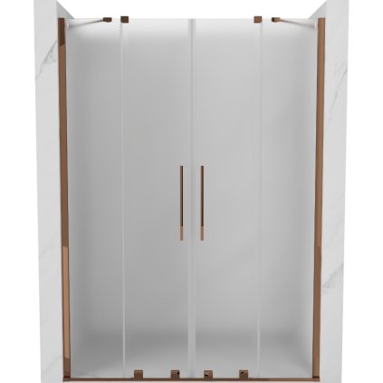 503167 mexen velar duo posuvne sprchove dvere do otvoru 150 cm 8mm sklo namraza ruzove zlato 871 150 000 32 60