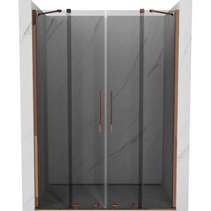 Mexen Velar Duo, tolózuhanyajtó nyitáshoz 150 cm, 8mm szürke üveg, rózsa arany, 871-150-000-42-60