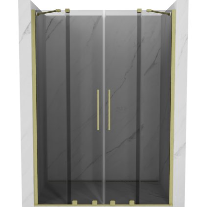 Mexen Velar Duo, tolózuhanyajtó nyitáshoz 150 cm, 8mm szürke üveg, arany matt, 871-150-000-42-55