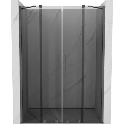 Mexen Velar Duo, tolózuhanyajtó nyitáshoz 160 cm, 8 mm szürke üveg, polírozott grafit, 871-160-000-42-95