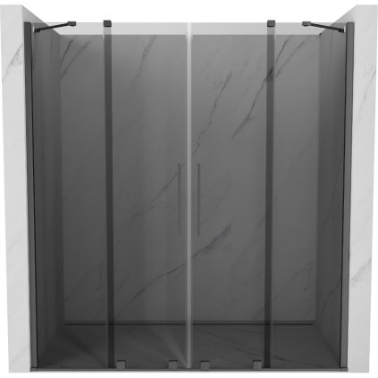 Mexen Velar Duo, tolózuhanyajtó nyitáshoz 180 cm, 8 mm szürke üveg, polírozott grafit, 871-180-000-42-95