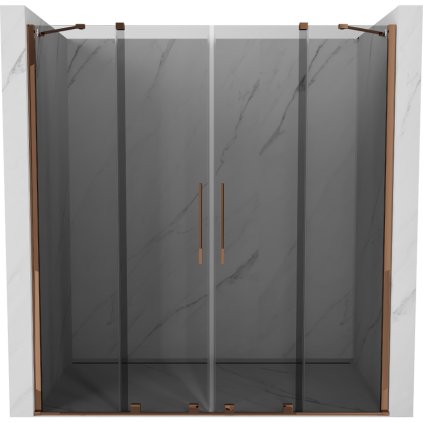 Mexen Velar Duo, tolózuhanyajtó nyitáshoz 180 cm, 8mm szürke üveg, rózsa arany, 871-180-000-42-60
