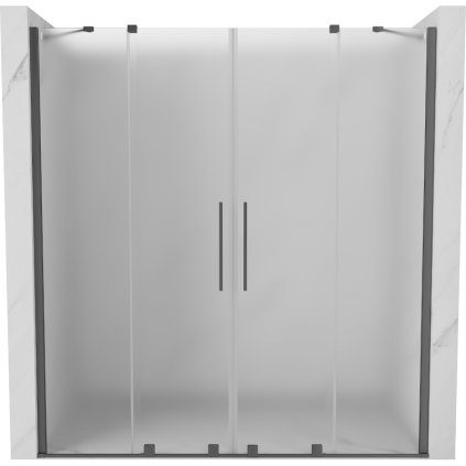 Mexen Velar Duo, tolózuhanyajtó 200 cm-es nyitáshoz, 8 mm-es mattüveg, polírozott grafit, 871-200-000-32-95