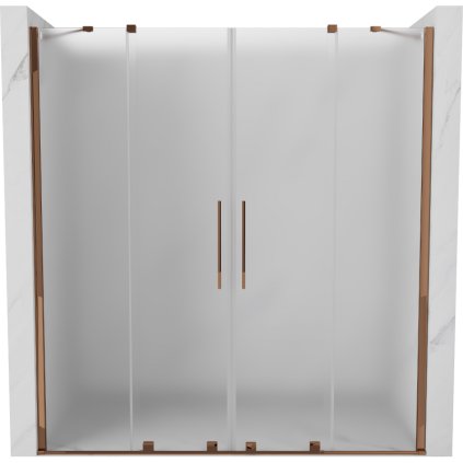 Mexen Velar Duo, tolózuhanyajtó 200 cm-es nyitáshoz, 8 mm-es matt üveg, rózsaszín arany, 871-200-000-32-60