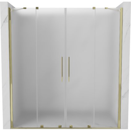 Mexen Velar Duo, tolózuhanyajtó 200 cm-es nyitáshoz, 8 mm-es mattüveg, aranyfényes, 871-200-000-32-50