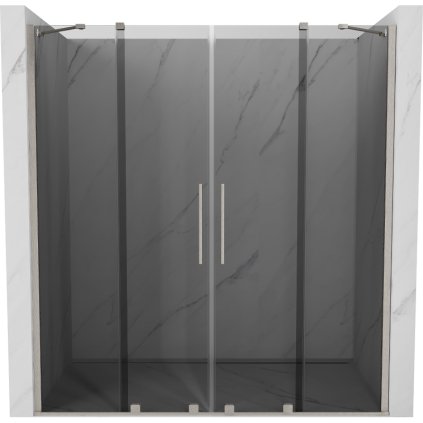 Mexen Velar Duo, tolózuhanyajtó 200 cm-re nyitható, 8 mm-es szürke üveg, szálcsiszolt acél, 871-200-000-42-97