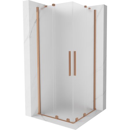Mexen Velar Duo, tolóajtós zuhanykabin 100 x 100 cm, 8 mm-es matt üveg, rézmatt, 871-100-100-32-65