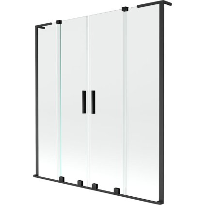 Mexen Velar L Duo, 2 szárnyas eltolható kádparaván 140 x 150 cm, 8mm átlátszó üveg, fekete matt, 896-140-003-02-70