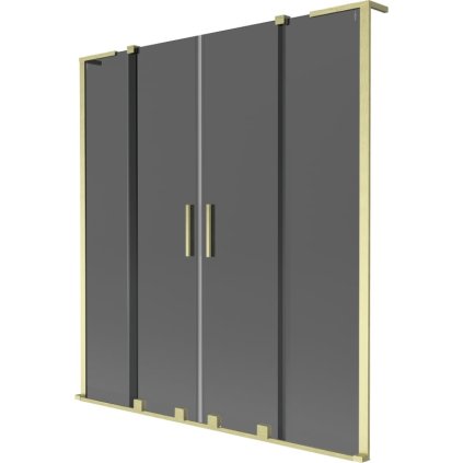 Mexen Velar L Duo, 2 szárnyas eltolható kádparaván 140 x 150 cm, 8mm szürke üveg, arany matt, 896-140-003-42-55
