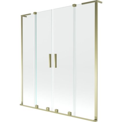 Mexen Velar L Duo, 2 szárnyas eltolható kádparaván 150 x 150 cm, 8mm átlátszó üveg, arany fényes, 896-150-003-02-50