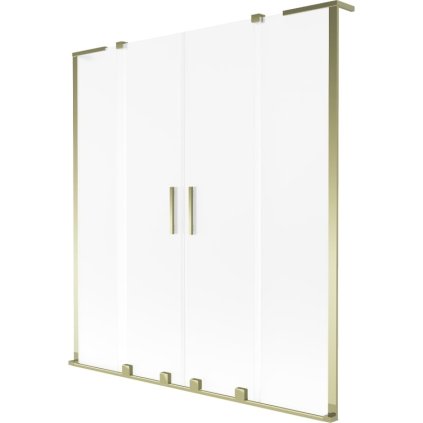 Mexen Velar L Duo, 2 szárnyas eltolható kádparaván 150 x 150 cm, 8 mm-es mattüveg, arany fényes, 896-150-003-32-50