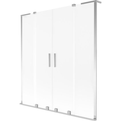 Mexen Velar L Duo, 2 szárnyas eltolható kádparaván 160 x 150 cm, 8 mm-es mattüveg, króm, 896-160-003-32-01