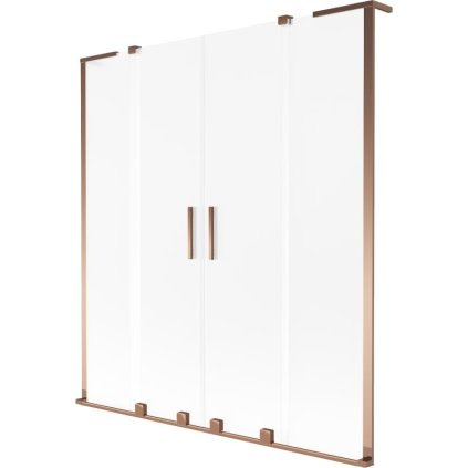 Mexen Velar L Duo, 2 szárnyas eltolható kádparaván 160 x 150 cm, 8 mm-es matt üveg, rózsaszín arany, 896-160-003-32-60