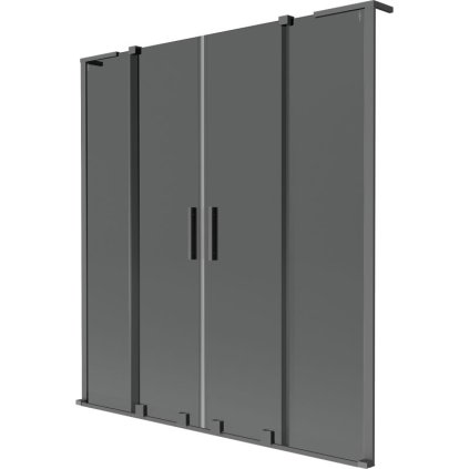 Mexen Velar L Duo, 2 szárnyas eltolható kádparaván 160 x 150 cm, 8mm szürke üveg, grafit, 896-160-003-42-95
