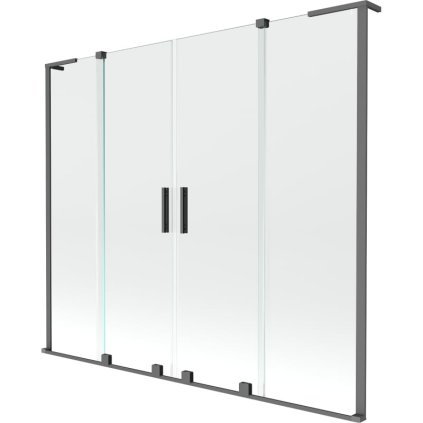 Mexen Velar L Duo, 2 szárnyas eltolható kádparaván 170 x 150 cm, 8mm átlátszó üveg, grafit, 896-170-003-02-95