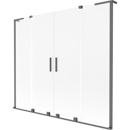 Mexen Velar L Duo, 2 szárnyas eltolható kádparaván 180 x 150 cm, 8 mm mattüveg, grafit, 896-180-003-32-95