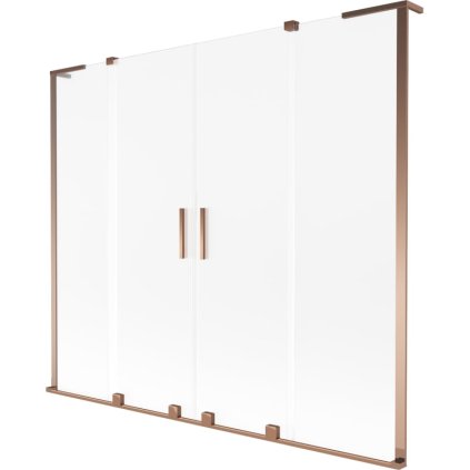 Mexen Velar L Duo, 2 szárnyas eltolható kádparaván 180 x 150 cm, 8 mm-es matt üveg, rózsaszín arany, 896-180-003-32-60