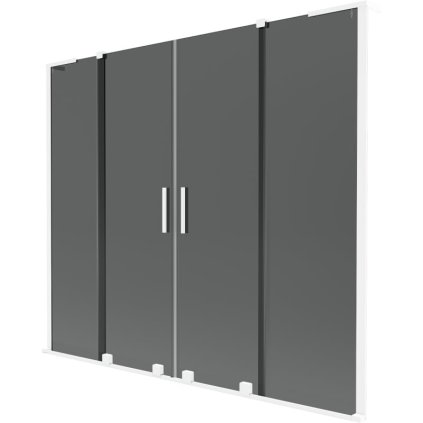 Mexen Velar L Duo, 2 szárnyas eltolható kádparaván 180 x 150 cm, 8mm szürke üveg, fehér matt, 896-180-003-42-20