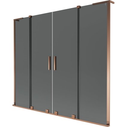 Mexen Velar L Duo, 2 szárnyas eltolható kádparaván 180 x 150 cm, 8mm szürke üveg, rózsaszín arany, 896-180-003-42-60