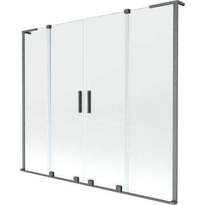 Mexen Velar L Duo, 2 szárnyas eltolható kádparaván 200 x 150 cm, 8mm átlátszó üveg, polírozott grafit, 896-200-003-02-66