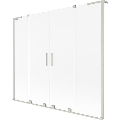 Mexen Velar L Duo, 2 szárnyas eltolható kádparaván 200 x 150 cm, 8 mm-es mattüveg, csiszolt acél, 896-200-003-32-97