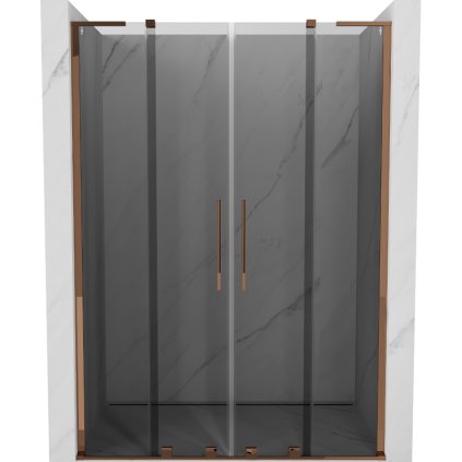 Mexen Velar L Duo, tolózuhanyajtó nyitáshoz 140 cm, 8mm szürke üveg, rózsaszín arany, 871-140-003-42-60