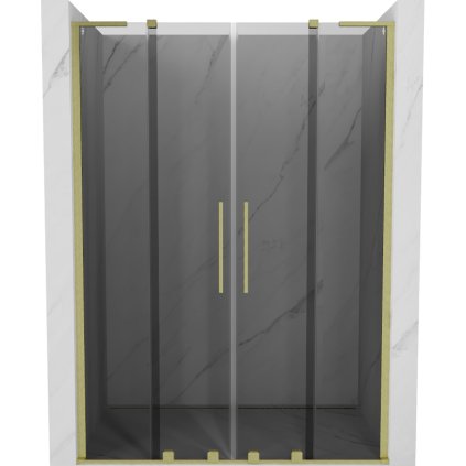 Mexen Velar L Duo, tolózuhanyajtó nyitáshoz 140 cm, 8mm szürke üveg, arany matt, 871-140-003-42-55