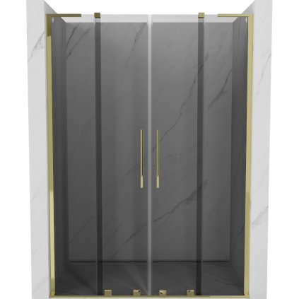 508672 mexen velar l duo posuvne sprchove dvere do otvoru 160 cm 8mm sede sklo zlata leskla 871 160 003 42 50