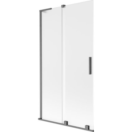 Mexen Velar L, 2 szárnyas eltolható kádparaván 100 x 150 cm, 8 mm-es mattüveg, polírozott grafit, 896-100-003-31-66