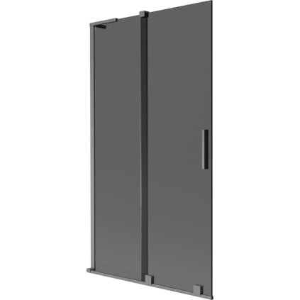 Mexen Velar L, 2 szárnyas eltolható kádparaván 100 x 150 cm, 8mm szürke üveg, polírozott grafit, 896-100-003-41-66