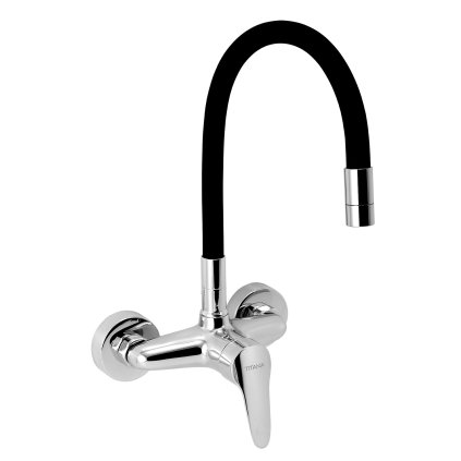 Ferro Zumba - Mosogató csaptelep rugalmas karral 150mm, fekete-króm, 94480,0C