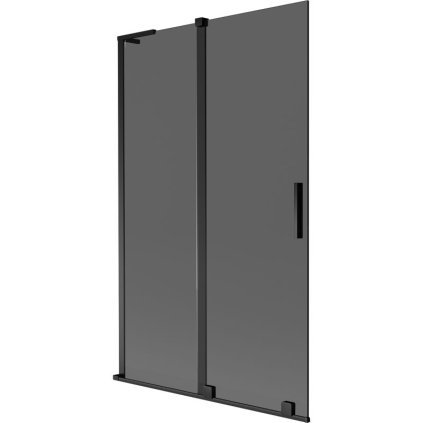 Mexen Velar L, 2 szárnyas eltolható kádparaván 110 x 150 cm, 8mm szürke üveg, fekete matt, 896-110-003-41-70