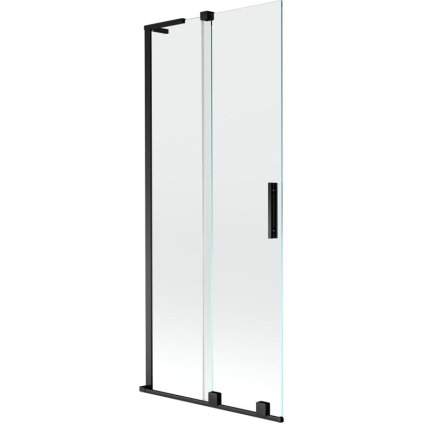 Mexen Velar L, 2 szárnyas eltolható kádparaván 80 x 150 cm, 8mm átlátszó üveg, fekete matt, 896-080-003-01-70