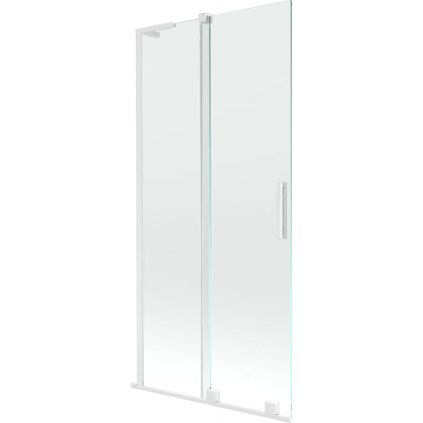 Mexen Velar L, 2 szárnyas eltolható kádparaván 90 x 150 cm, 8mm átlátszó üveg, fehér profil, 896-090-003-01-20