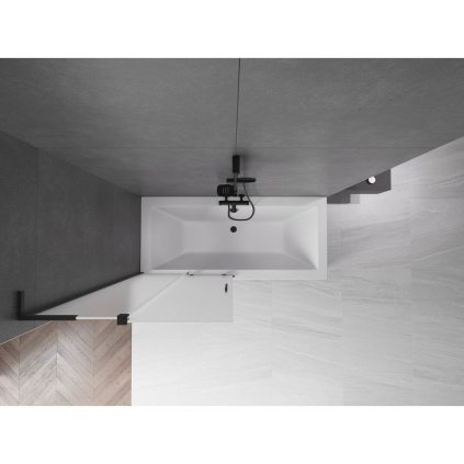 Mexen Velar L, 2 szárnyas eltolható kádparaván 90 x 150 cm, 8 mm mattüveg, fekete matt, 896-090-003-31-70