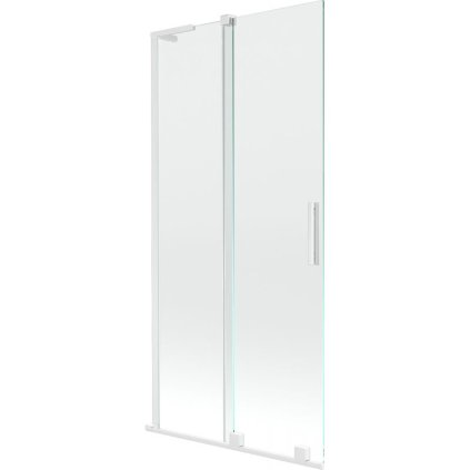 Mexen Velar L, 2 szárnyas eltolható kádparaván 95 x 150 cm, 8mm átlátszó üveg, fehér profil, 896-095-003-01-20