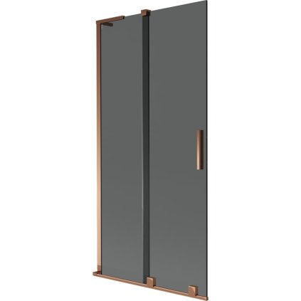 Mexen Velar L, 2 szárnyú eltolható kádparaván 95 x 150 cm, 8mm szürke üveg, rózsa arany, 896-095-003-41-60