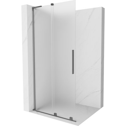 Mexen Velar L, eltolható zuhanyparaván Walk-in 120 x 200 cm, 8 mm-es mattüveg, polírozott grafit, 871-120-003-33-95