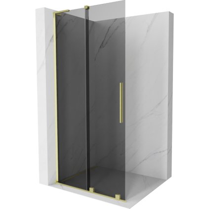 Mexen Velar L, eltolható zuhany paraván Walk-in 120 x 200 cm, 8mm szürke üveg, arany matt, 871-120-003-43-55