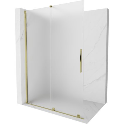 Mexen Velar, zuhany paraván tolóajtóval Walk-in 160 x 200 cm, 8 mm-es matt üveg, arany fényes, 871-160-000-33-50