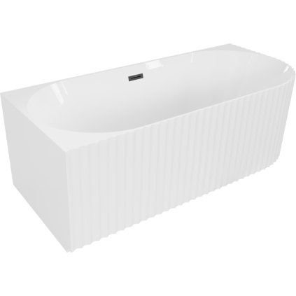 Mexen Gia, szabadon álló sarokkád, hornyolt, bal, 150 x 75 cm, fehér fényes, fekete matt, 52701507500L-70