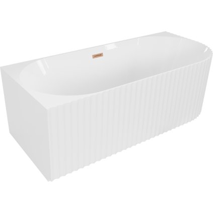 Mexen Gia, szabadon álló sarokkád, hornyolt, bal, 150 x 75 cm, fehér fényes, rézmatt, 52701507500L-65