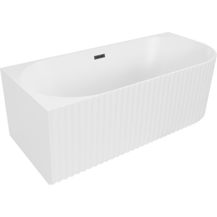 Mexen Gia, szabadon álló sarokkád, hornyolt, bal, 150 x 75 cm, fehér matt, fekete matt, 52701507501L-70